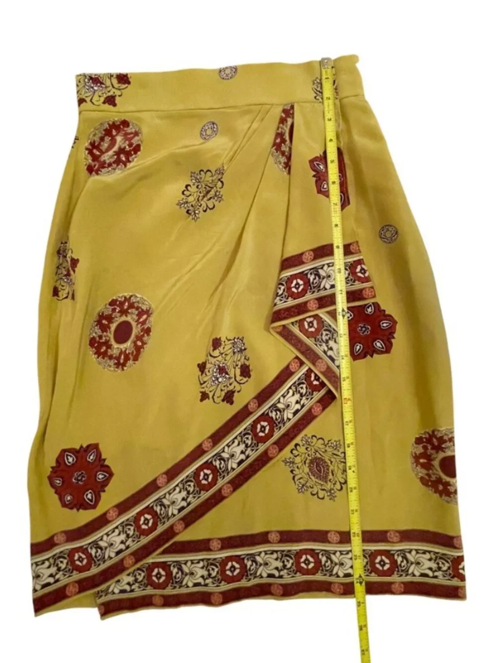Tahari 100% Silk women's Paisley multicolor wrap skirt style size 6 vintage